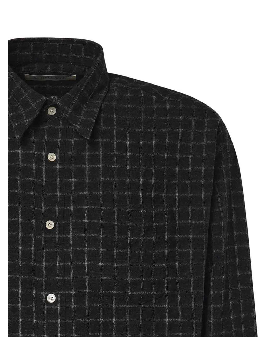 sunflower Black Stable Check Cotton Blend Shirt for men