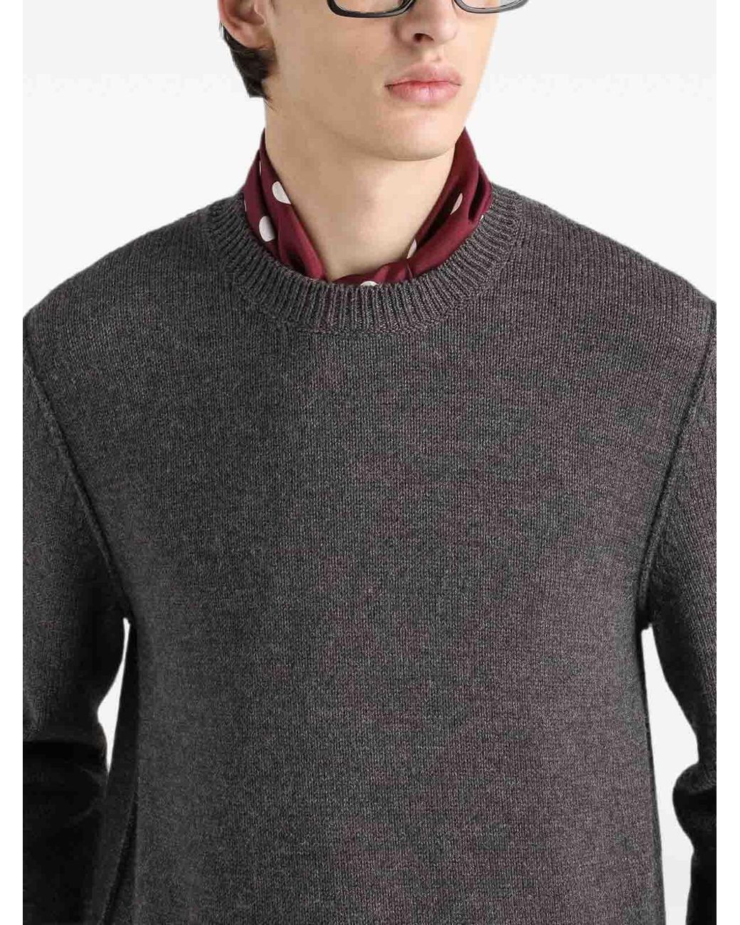 Dolce & Gabbana Gray Wool Crew-Neck Sweater for men
