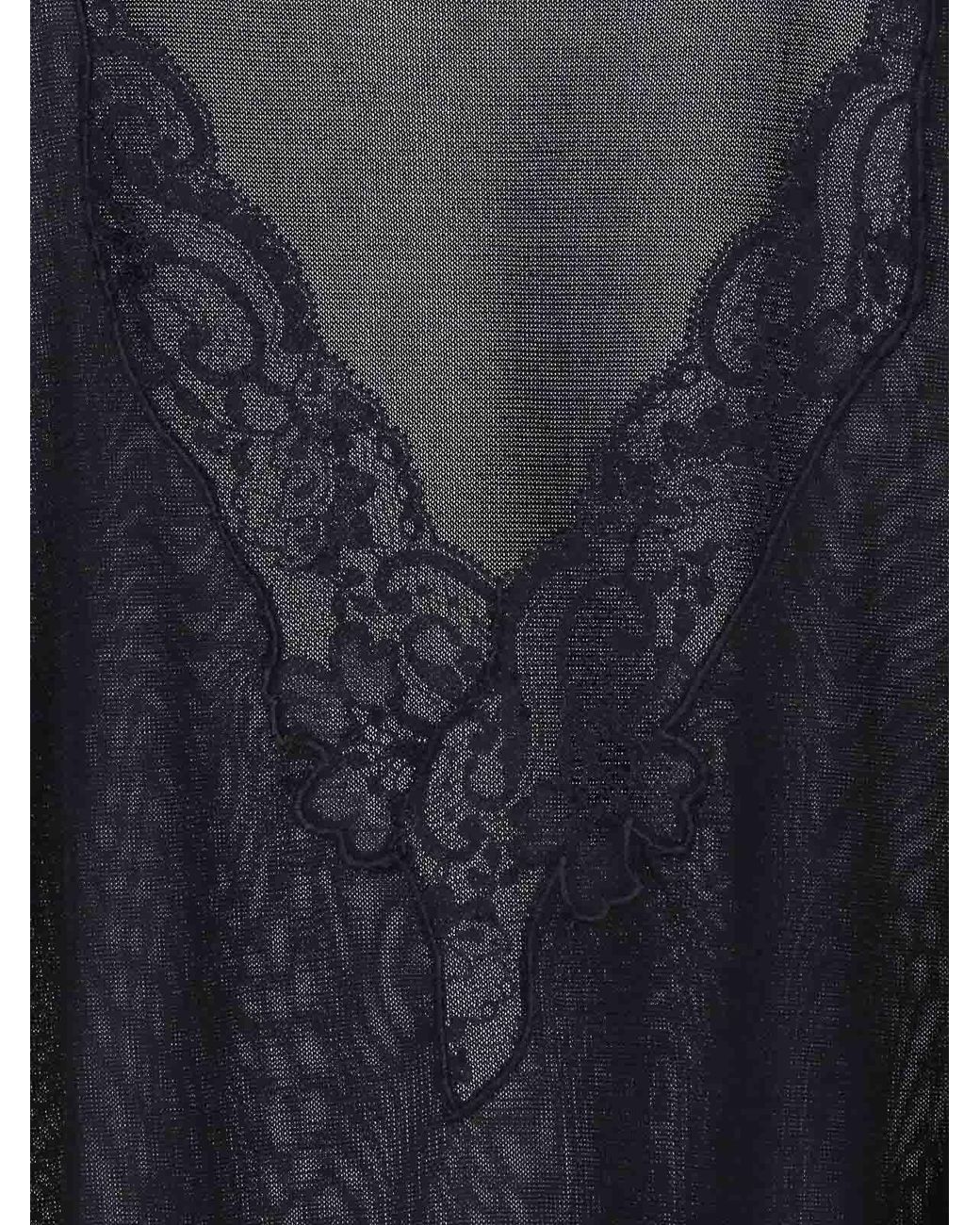 Balmain Black Tank Top With Lace