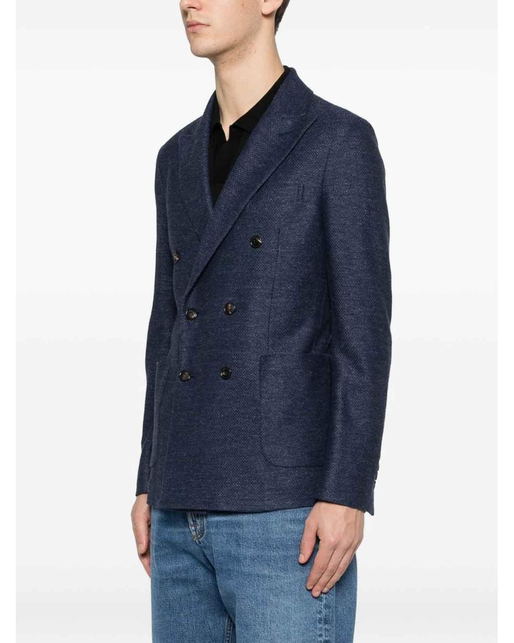 Circolo 1901 Blue Double-Breasted Wool Jacket for men
