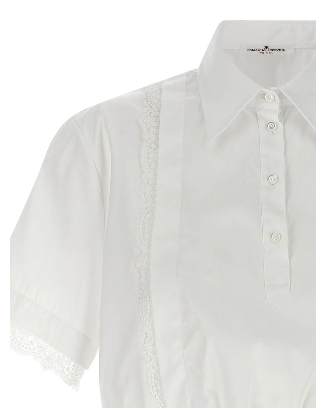 Ermanno Scervino White Lace-Insert Cropped Shirt