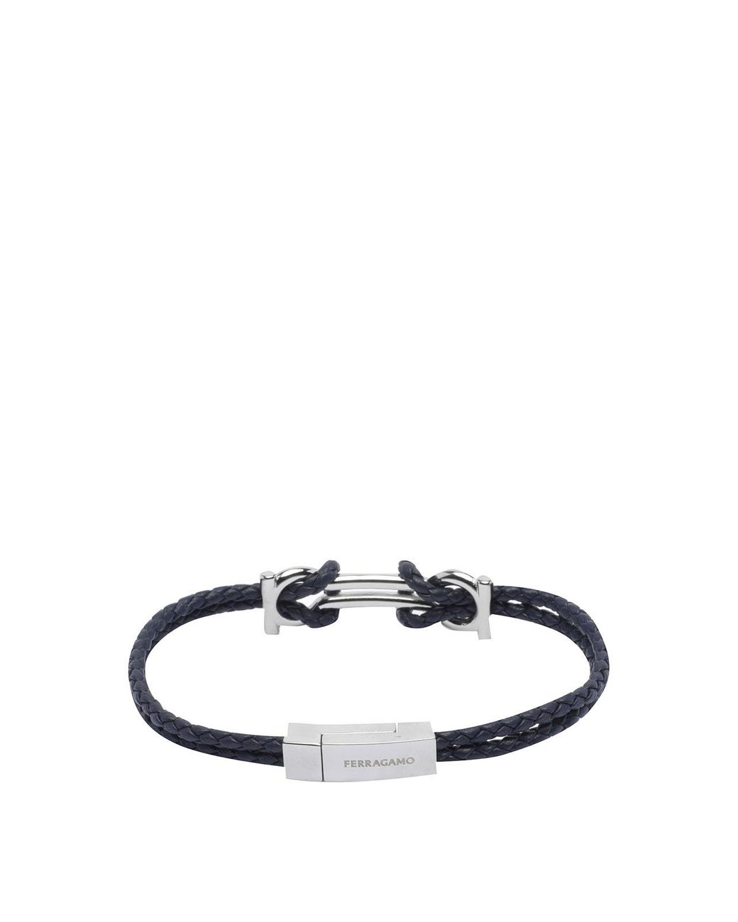 Ferragamo White Double Gancini Bracelet for men