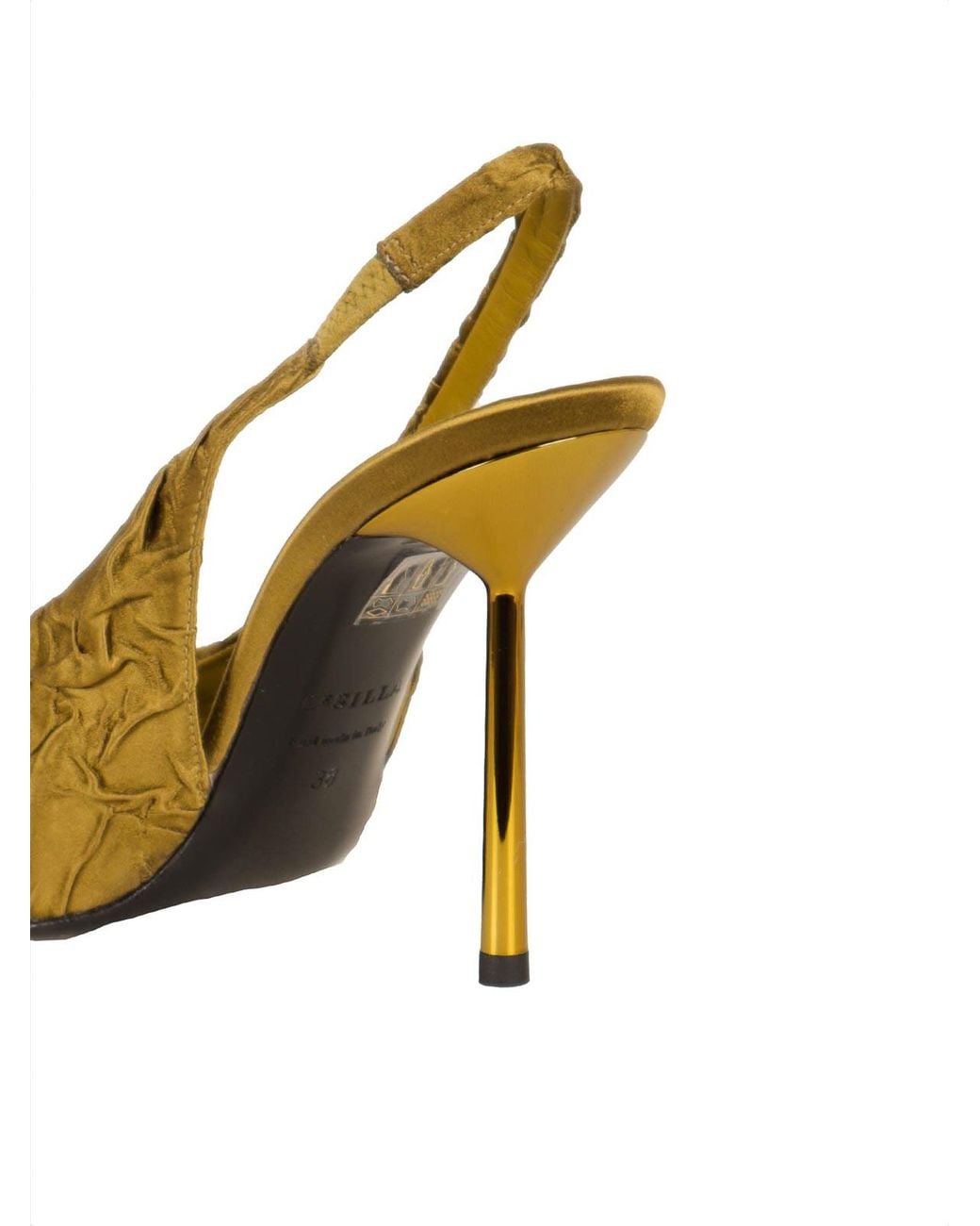 Le Silla Metallic Slingback Clevage Crinkled Fabric
