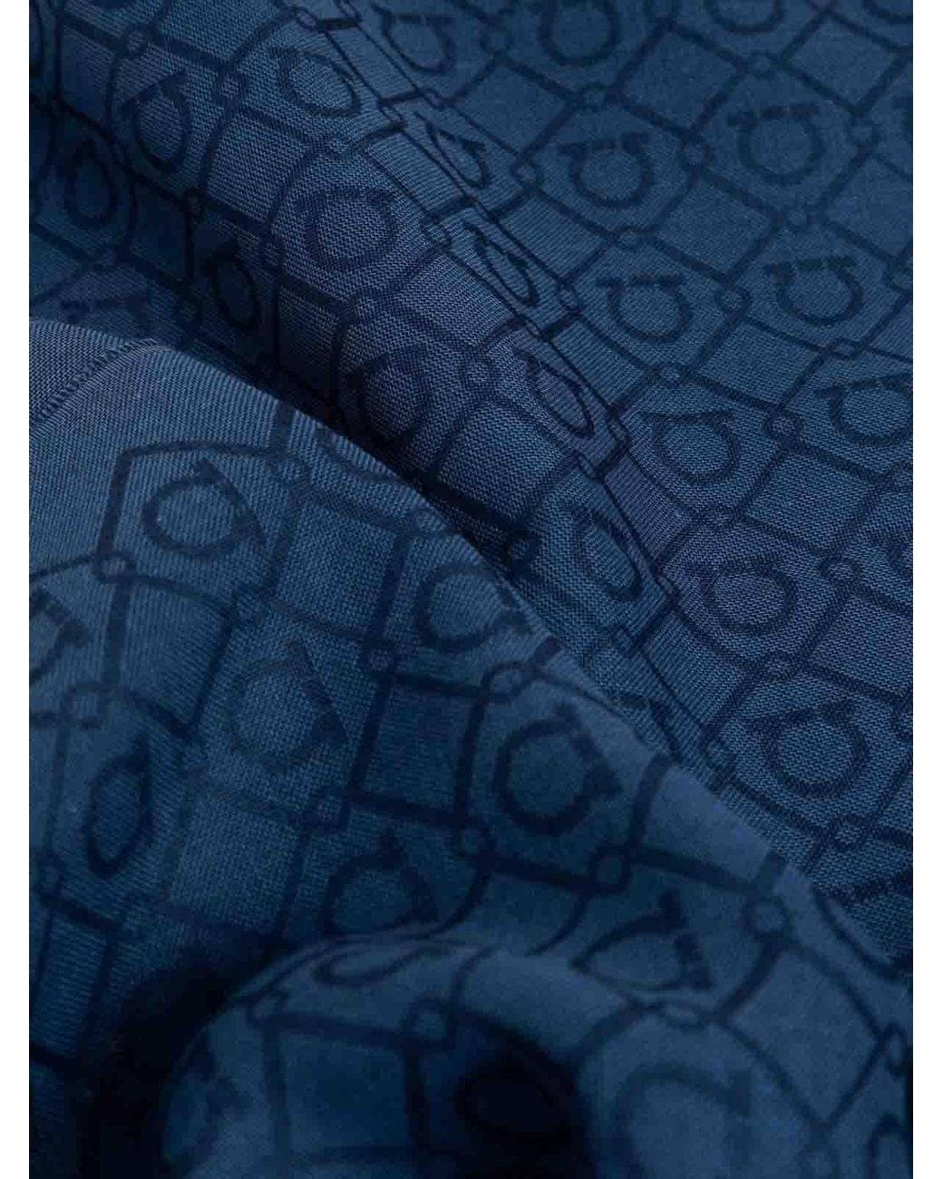Ferragamo Blue Wool Scarf for men