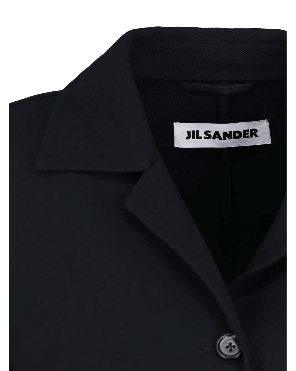 Jil Sander Black Single-Breasted Virgin Wool Coat