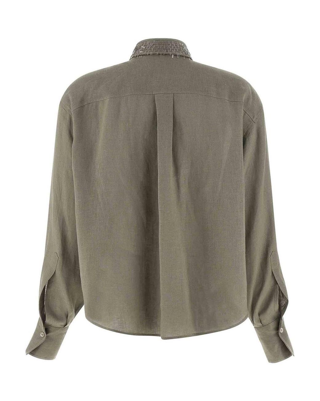 Brunello Cucinelli Gray Sequin Collar Shirt
