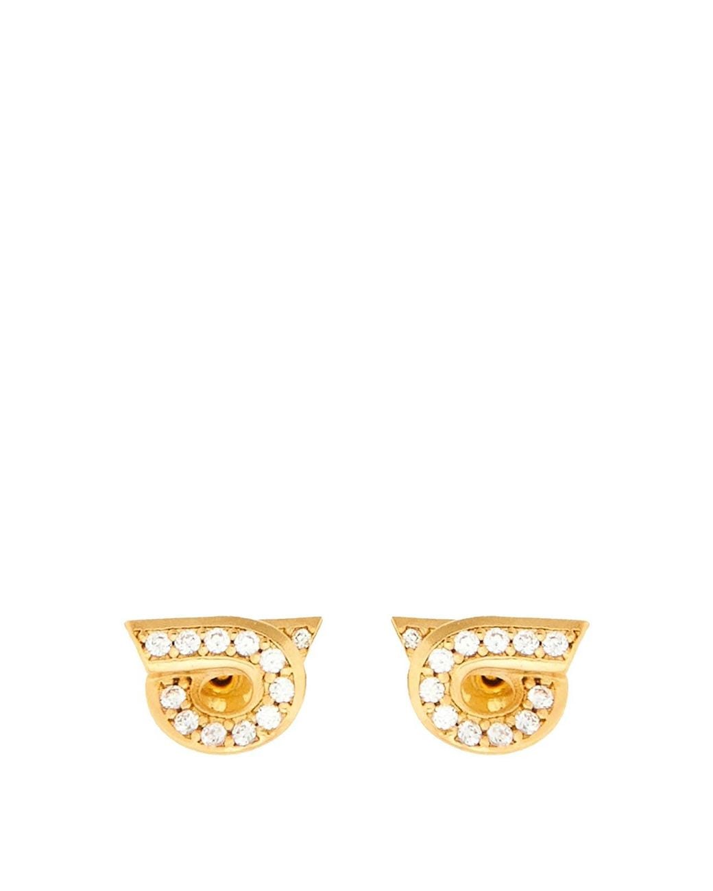 Ferragamo Metallic Gancini Crystals Earrings