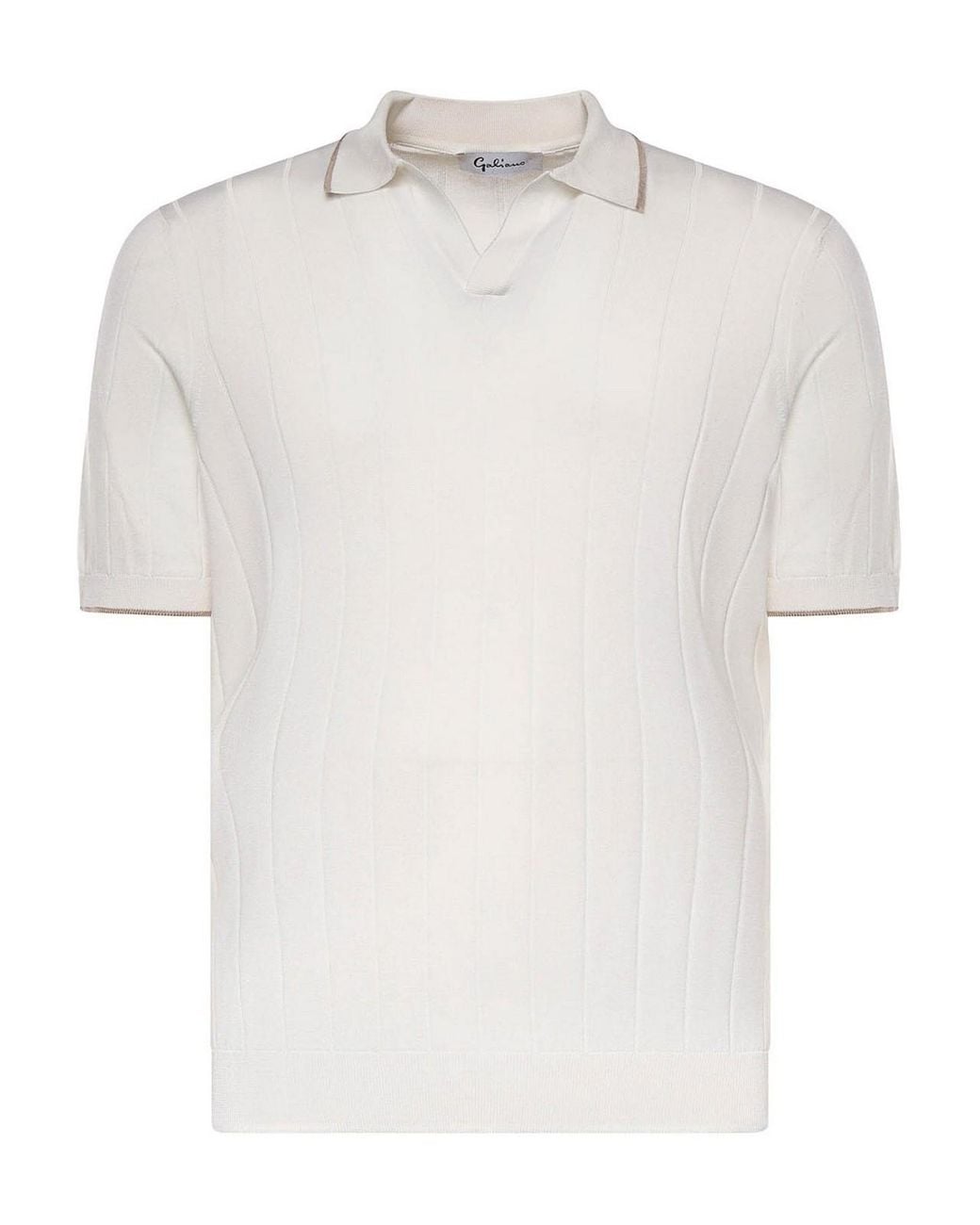 Giuliano Galiano White Silk Polo for men