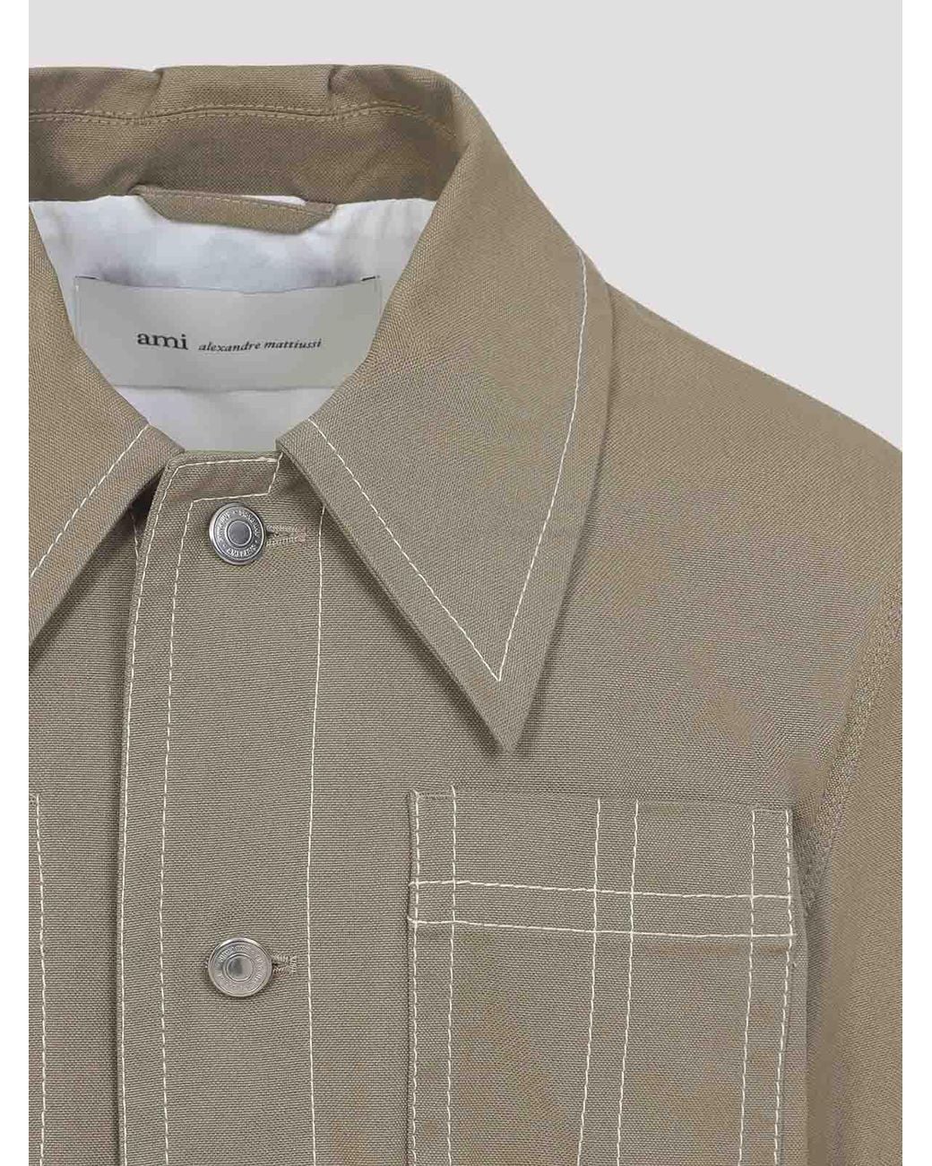 AMI Green Worker Buttoned Jacket for men