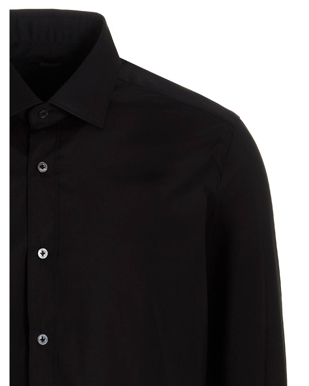 Barba Napoli Black Poplin Shirt for men