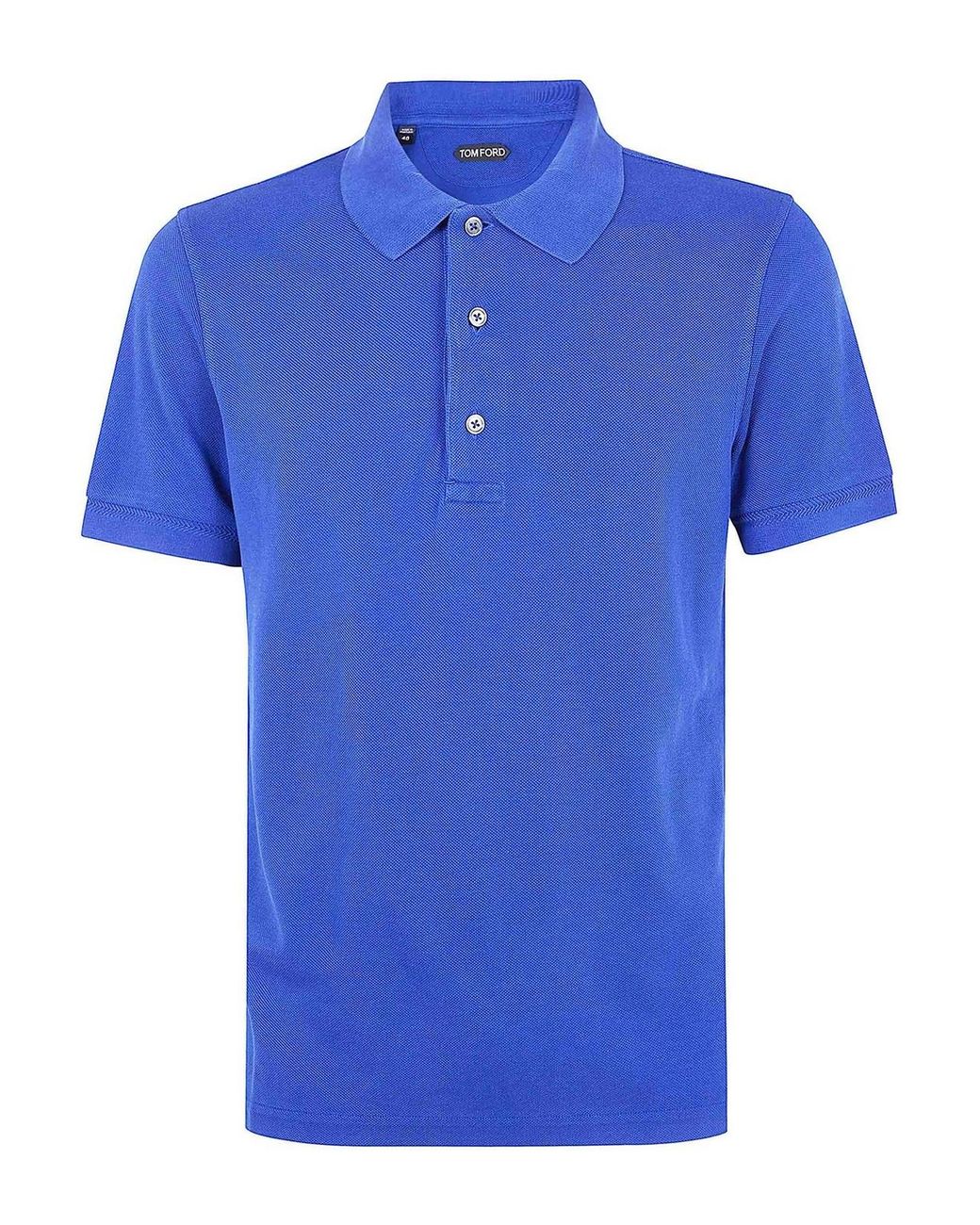 Tom Ford Blue Lyocell Piquet Short Sleeves Polo Shirt for men