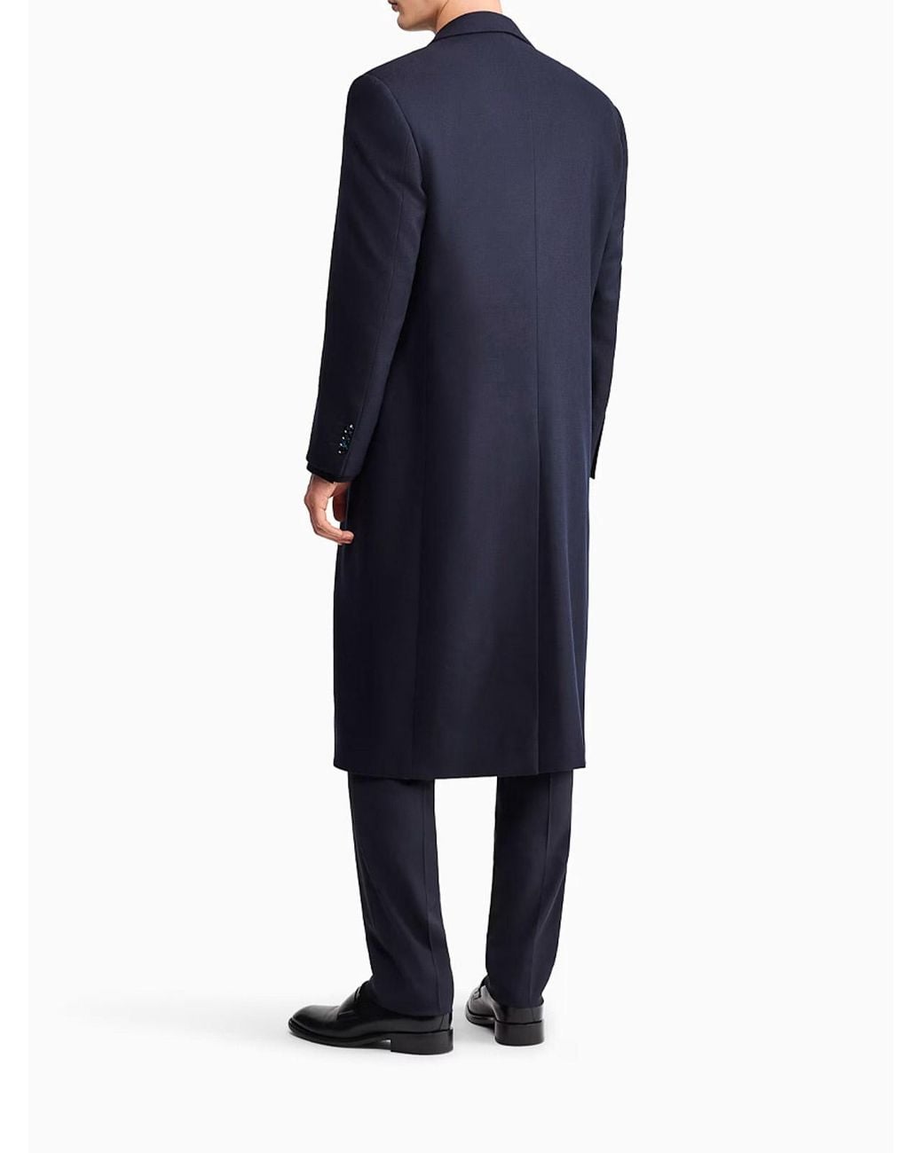 Giorgio Armani Blue Virgin Wool And Cashmere Chevron Coat for men