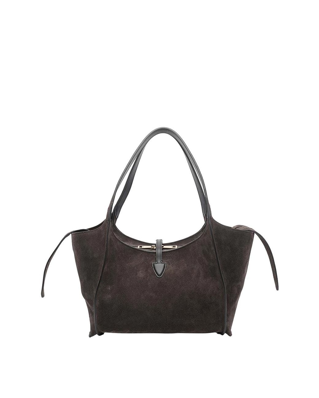 Tod's Black Small Suede T Timeless Shopping Bag