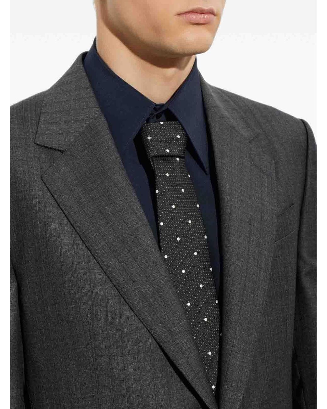 Dolce & Gabbana Black Polka-Dot Silk Jacquard Tie for men
