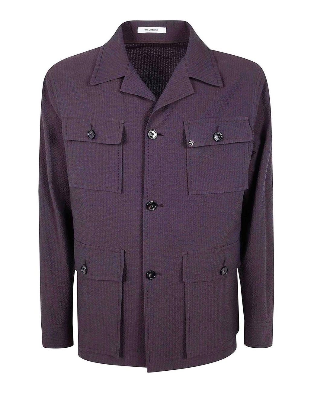 Tagliatore Purple Cotton Shirt Jacket for men
