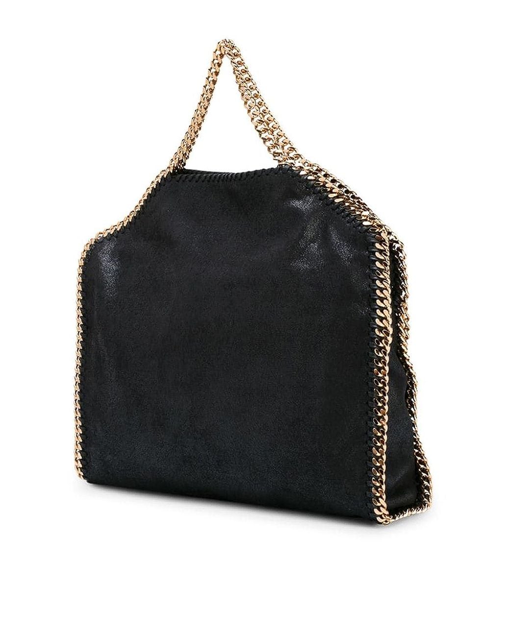 Stella McCartney Black And Golden Falabella Fold Over Tote Bag