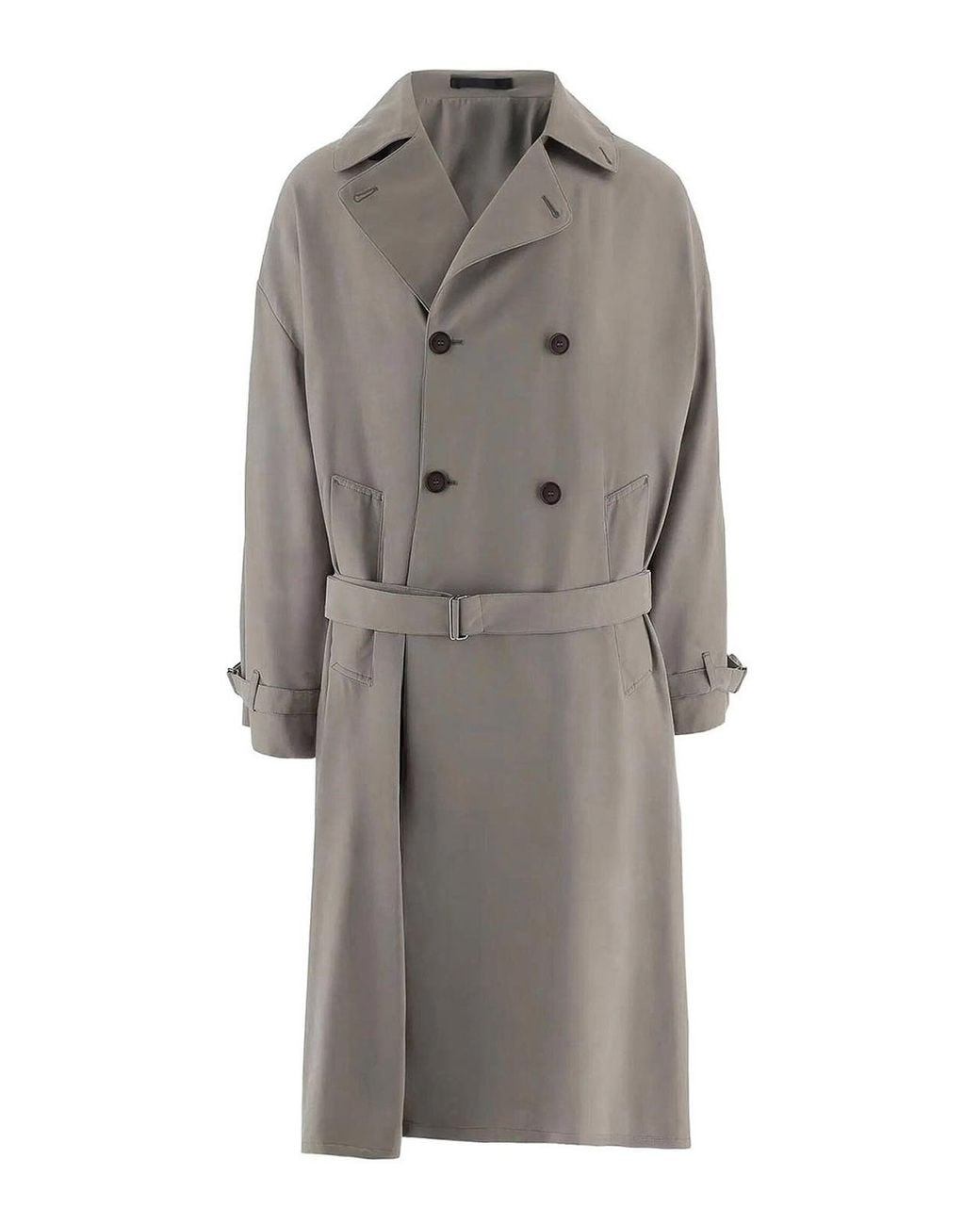 Giorgio Armani Gray Oversized Double-Breasted Trench Coat for men