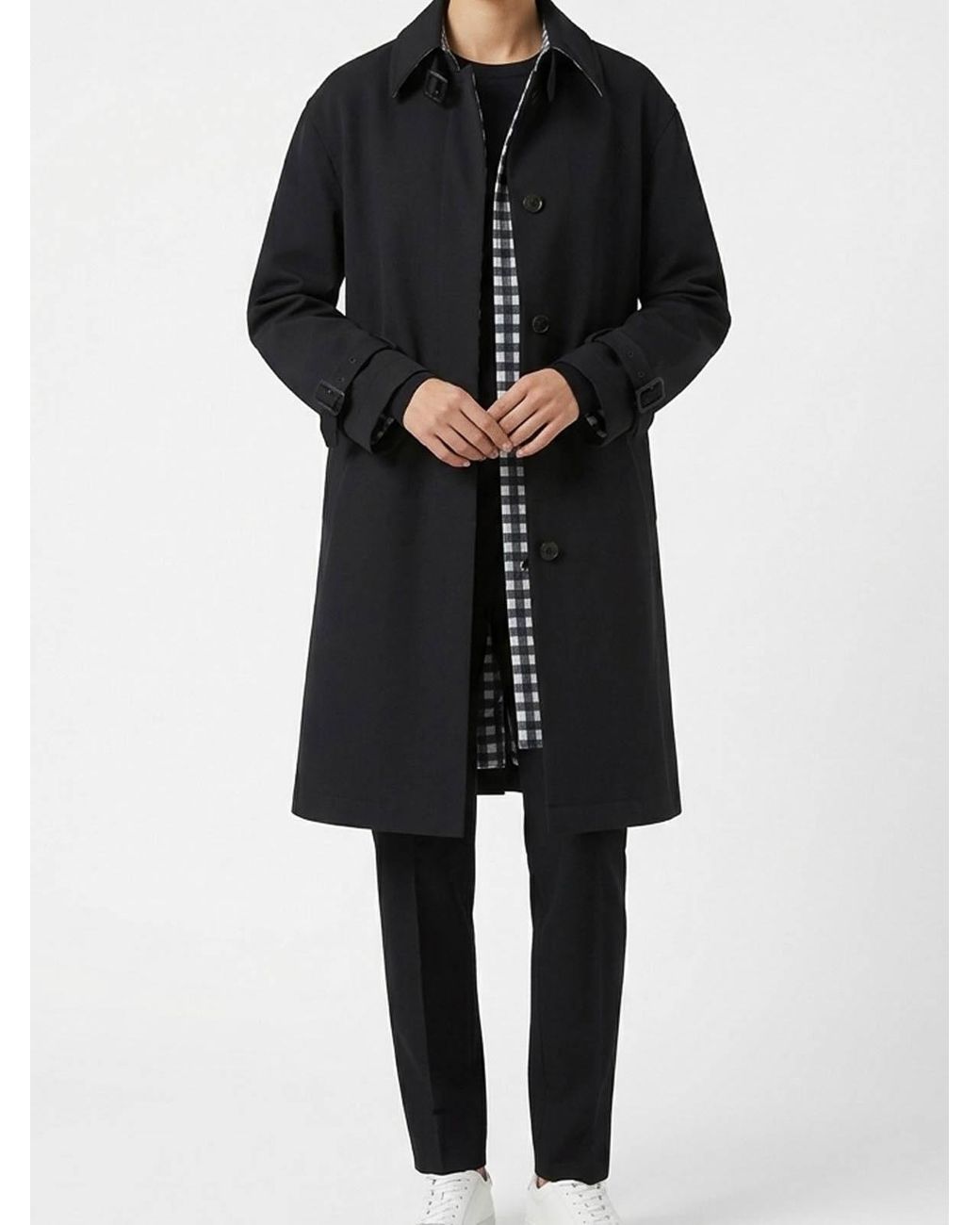 Ermanno Scervino Black Single-Breasted Trench Coat