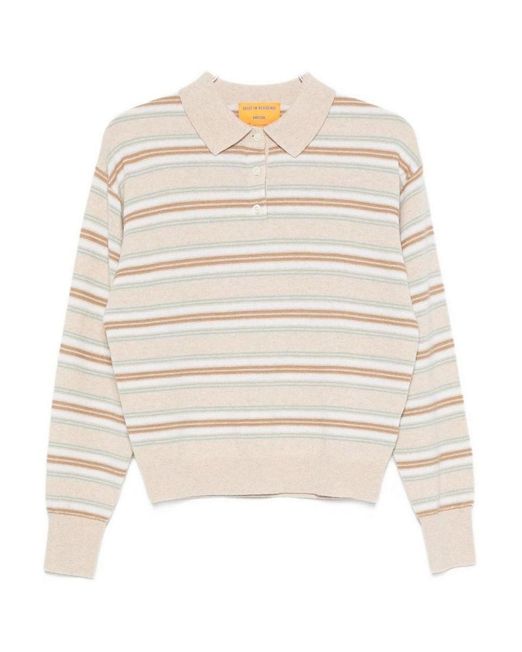 Guest In Residence White Striped Cashmere Polo Shirt