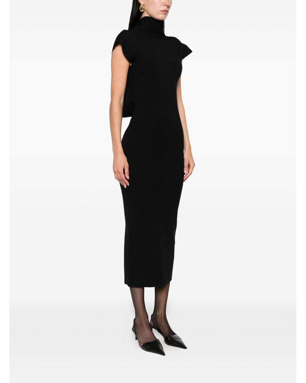 Alberta Ferretti Black Long Fitted Viscose Dress By