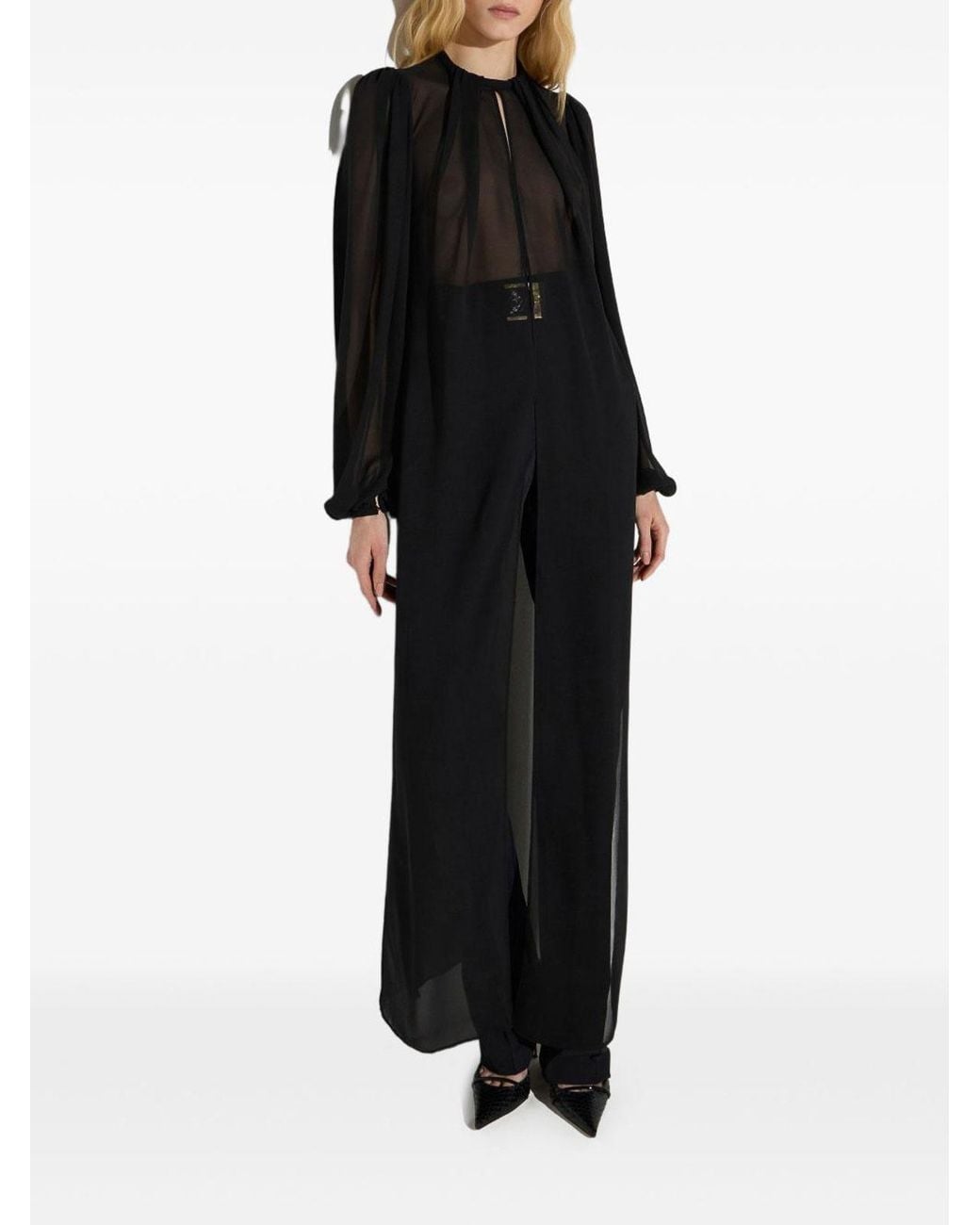 Elisabetta Franchi Gray Long Sheer Shirt