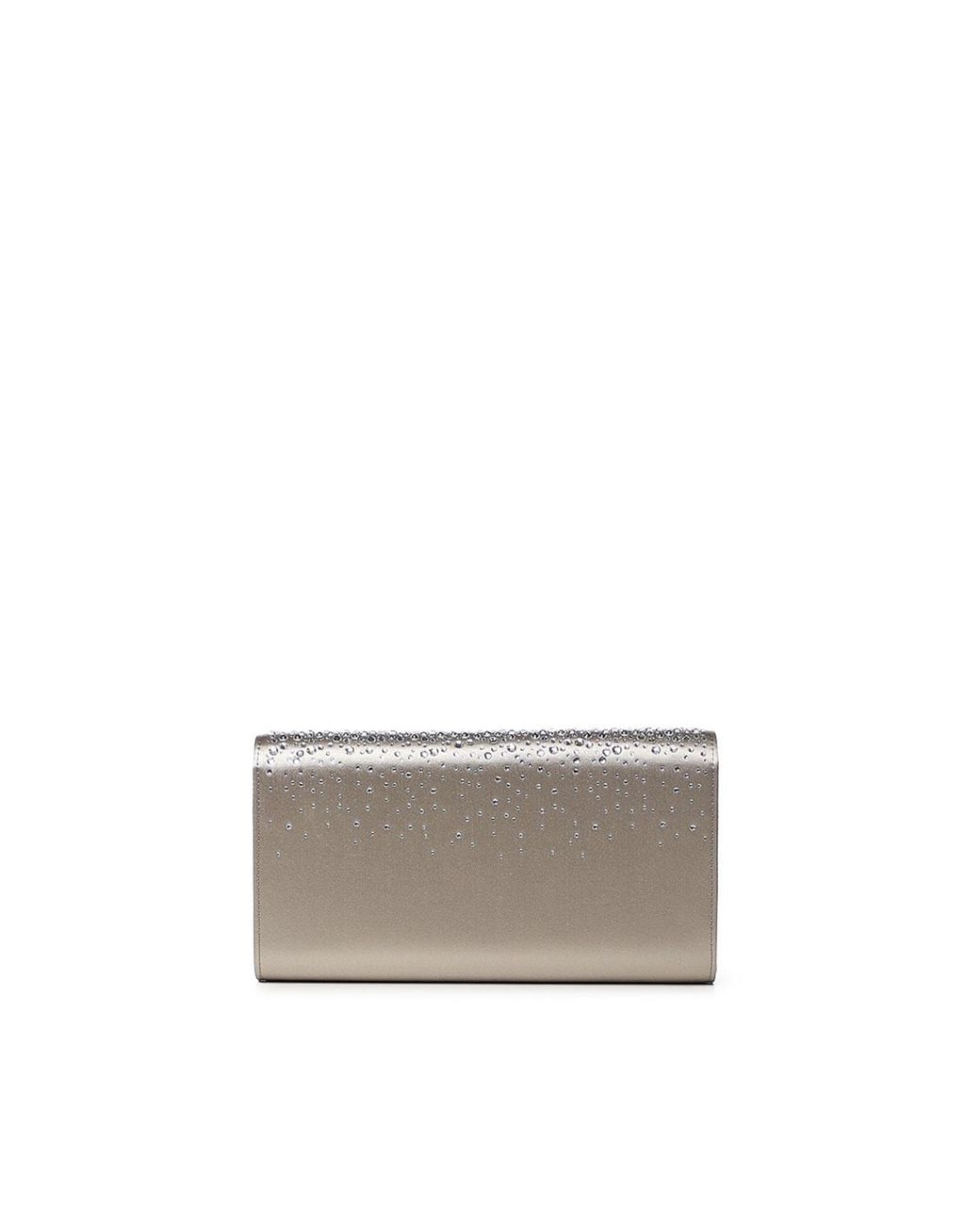 Roger Vivier Gray Satin Clutch With Crystals