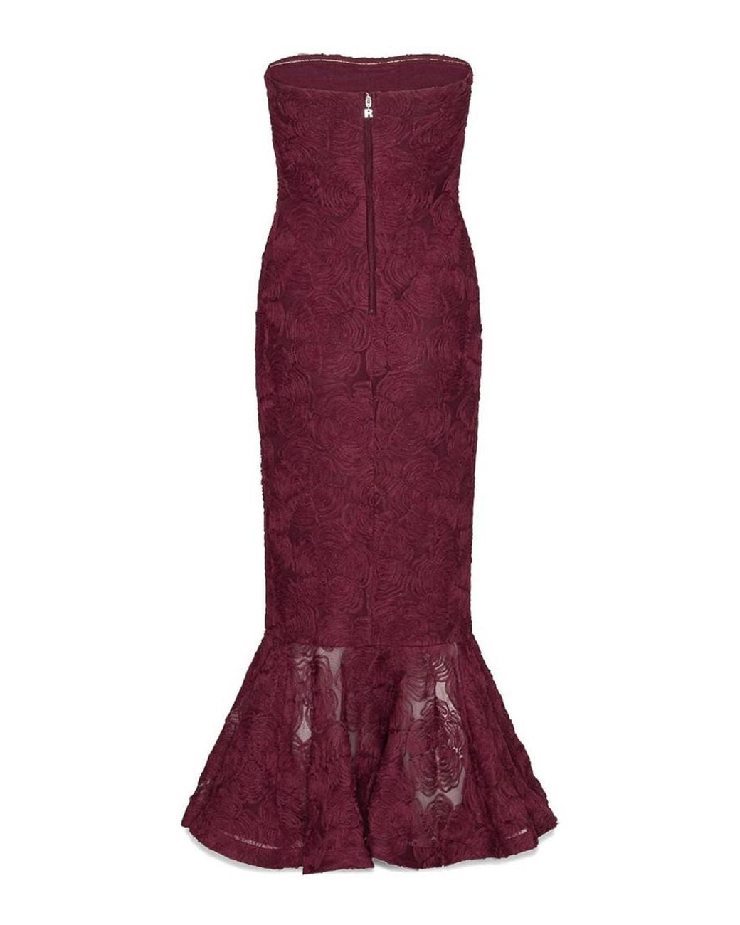 ROTATE BIRGER CHRISTENSEN Red Floral Embroidery Midi Dress