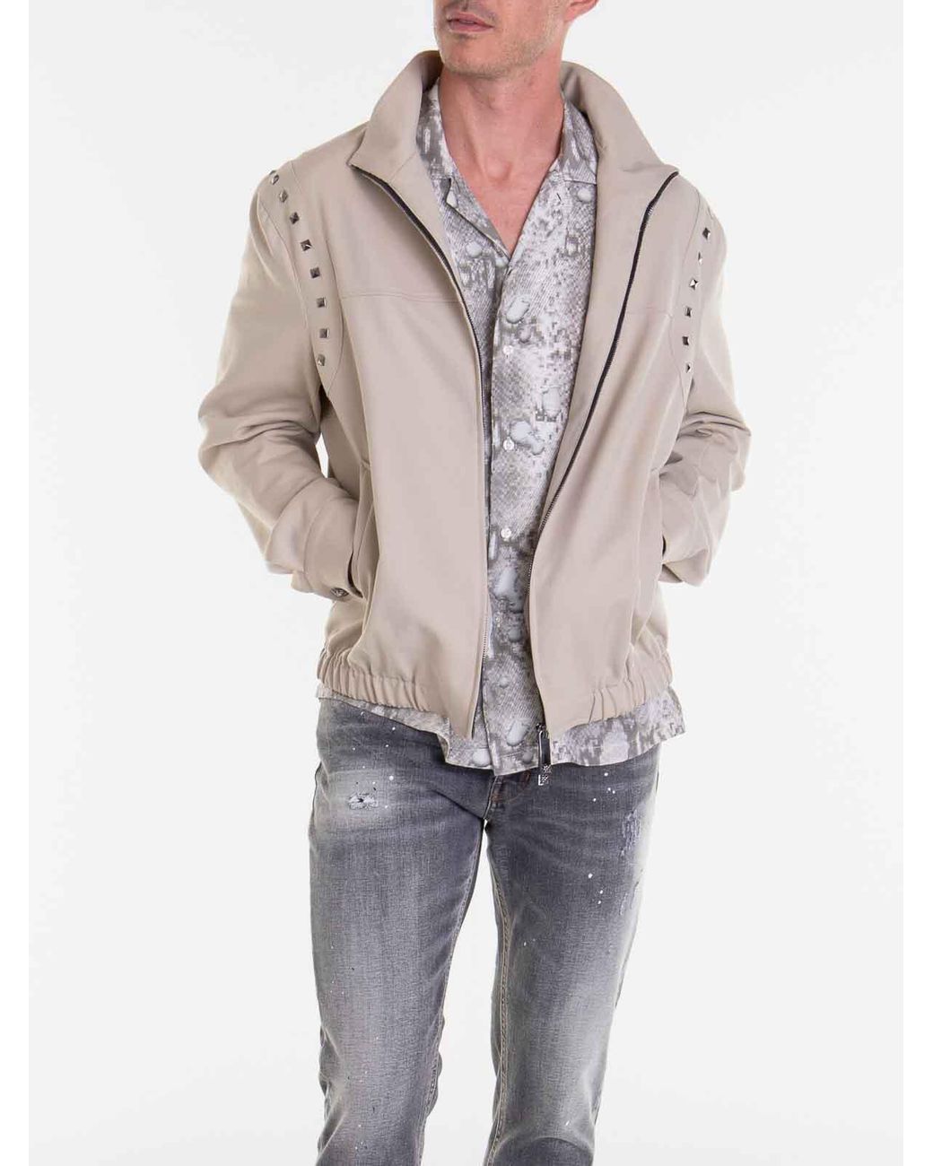 John Richmond Pink Studded Zip Jacket for men