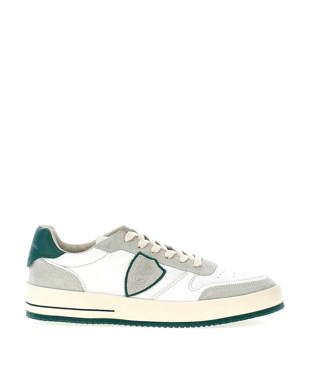 Philippe Model White Leather And Suede Sneakers