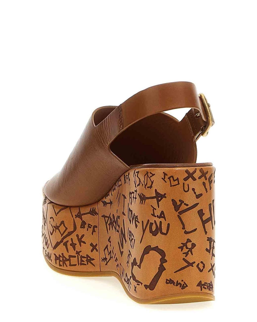 Chloé Brown Wedge Sandals Maxime