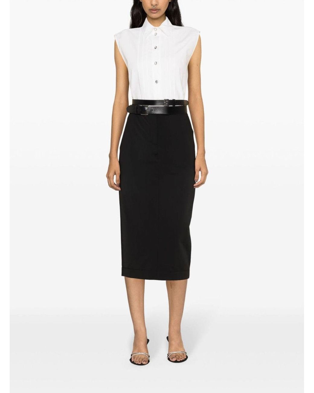 Moschino White Ribbed Detail Shirt