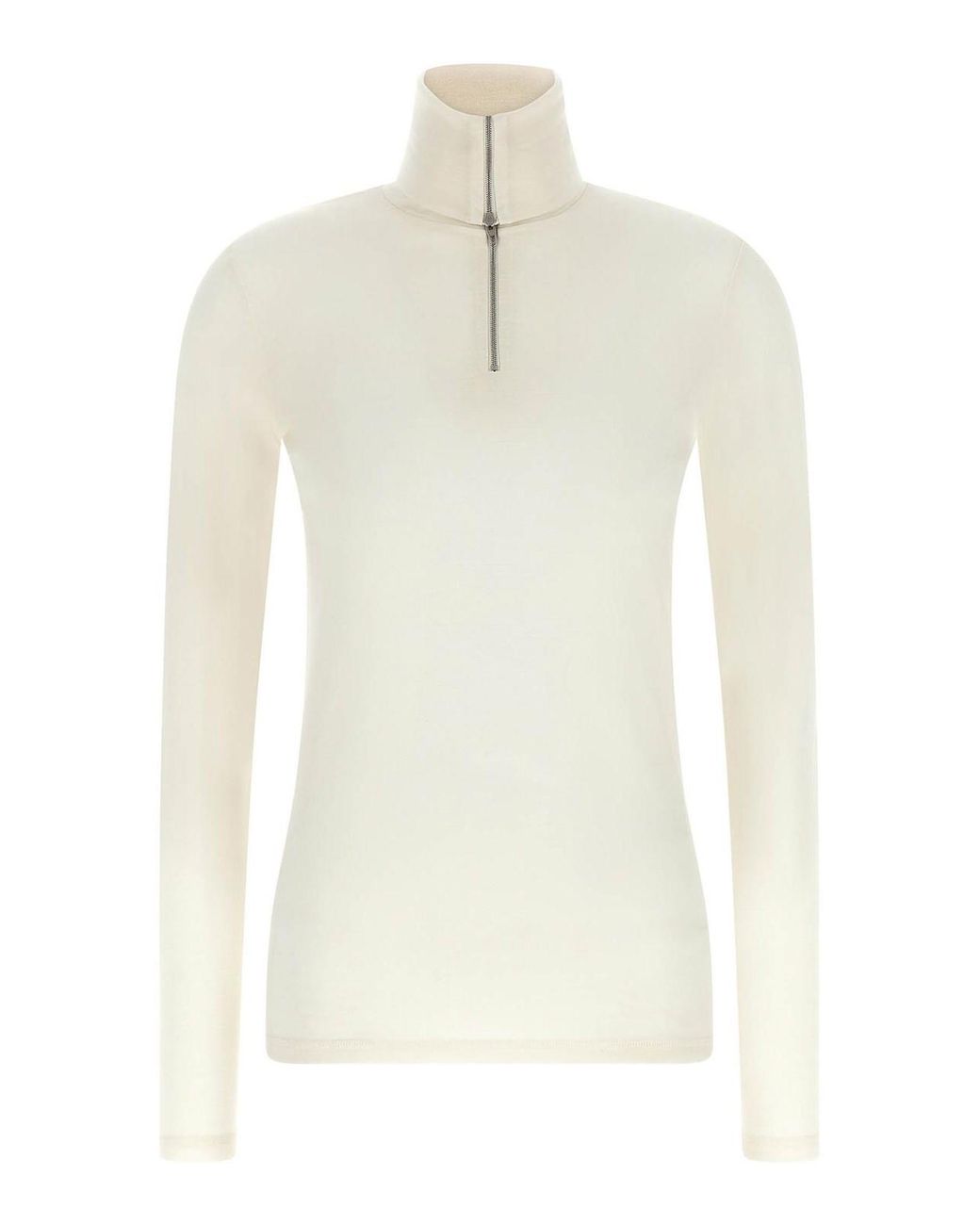 Jil Sander White Half-Zip Sweater