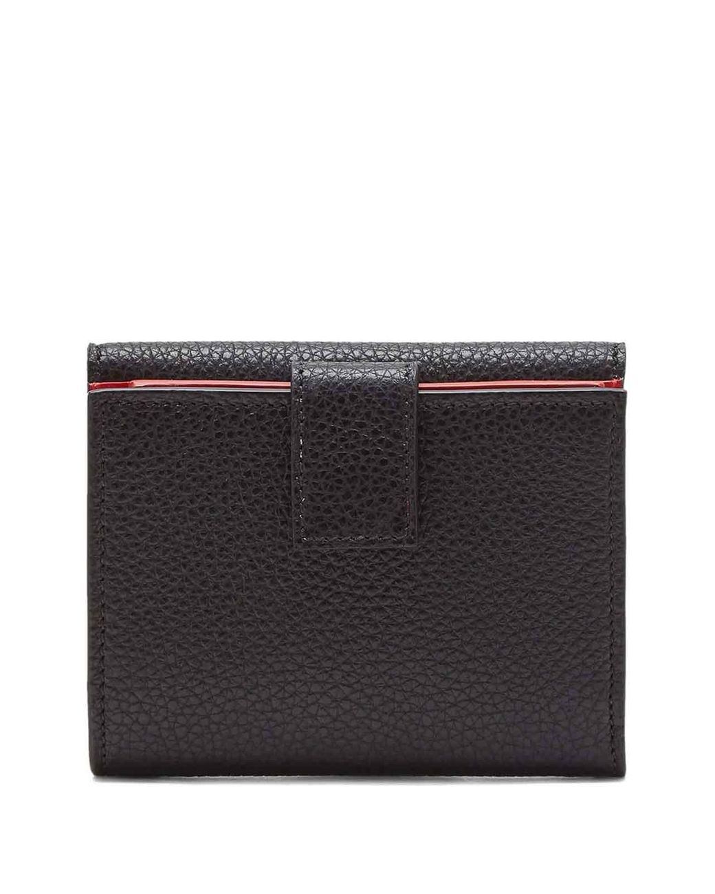 Ferragamo Black Gancini Grained Leather Compact Wallet