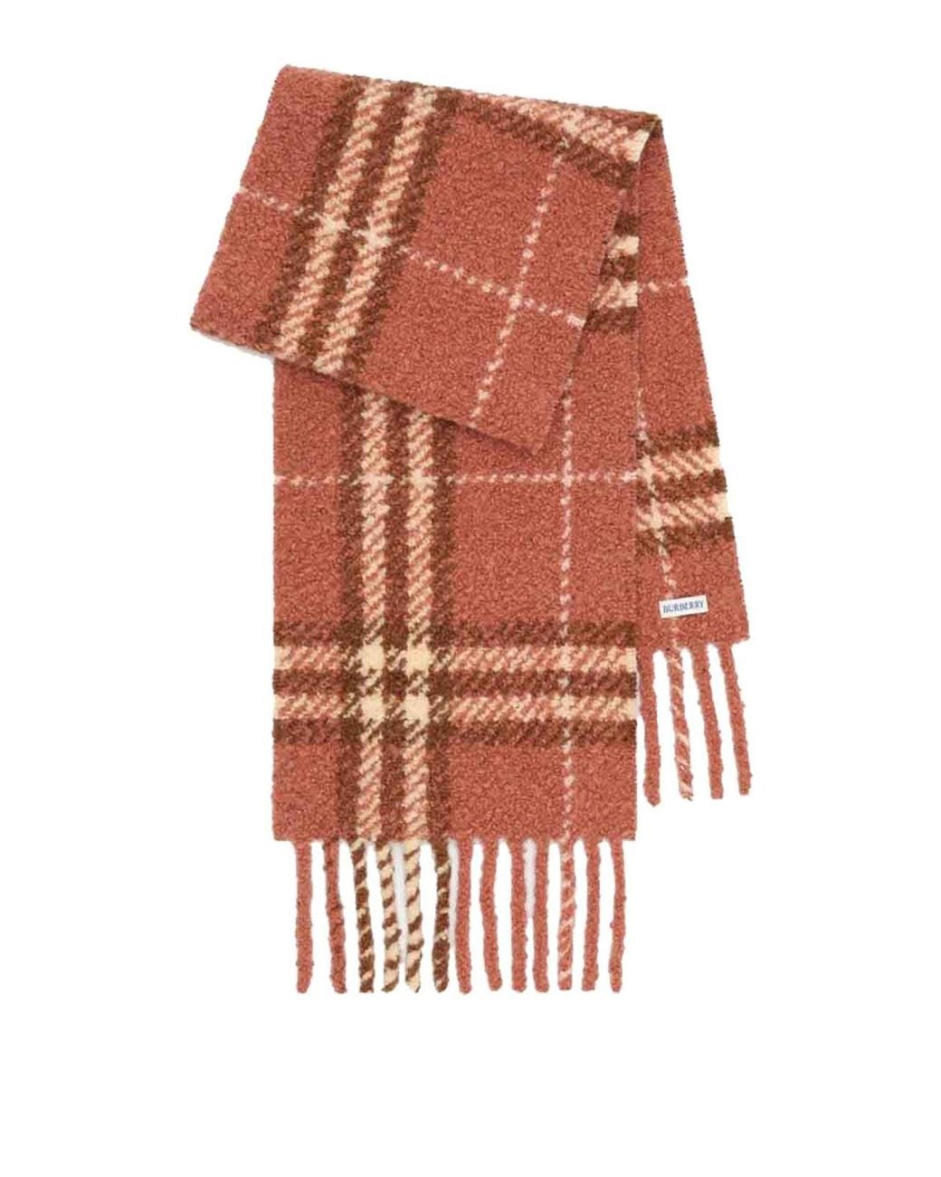 Burberry Orange Check Boucle Scarf