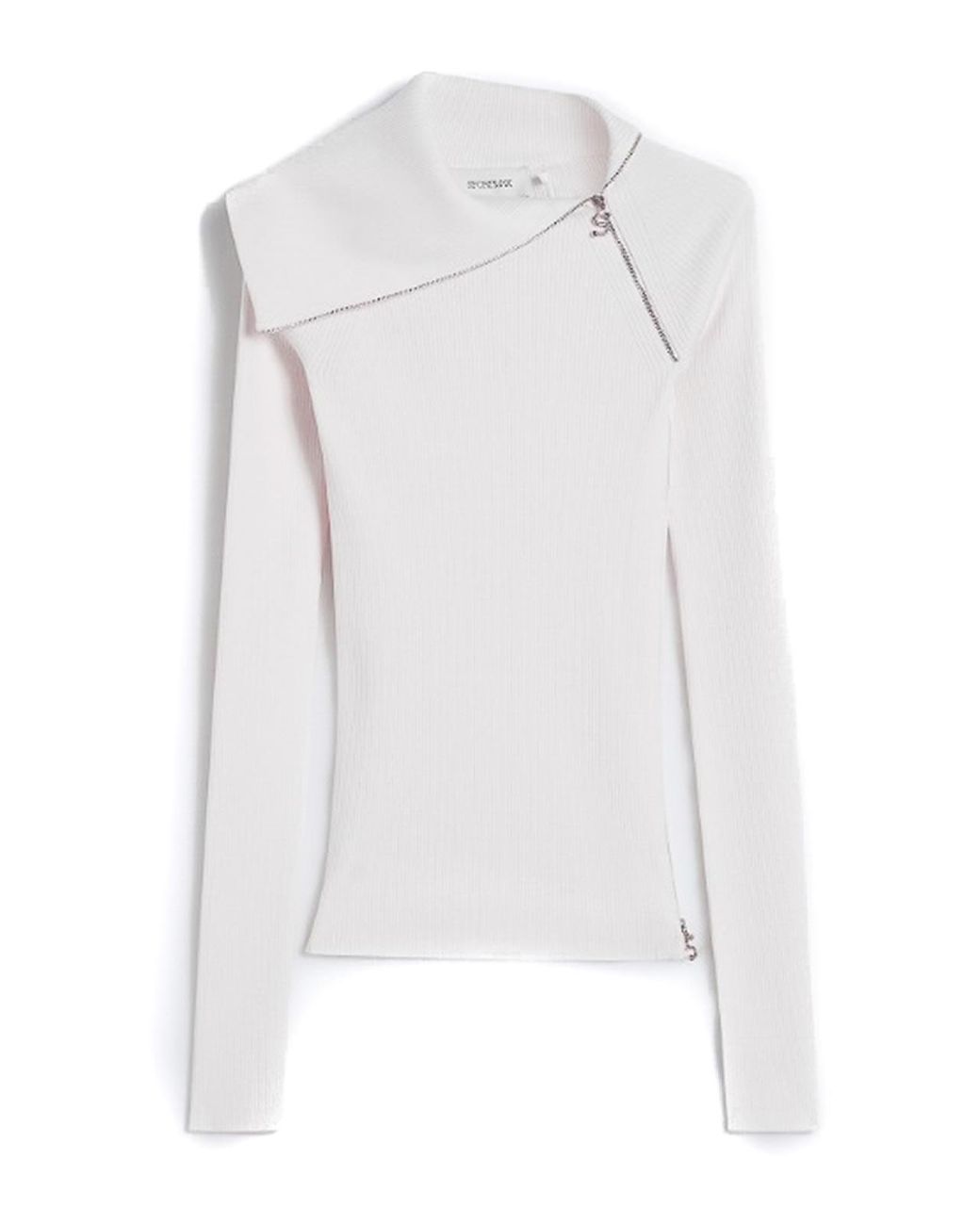 Sportmax White Zip-Up Turtleneck Sweater