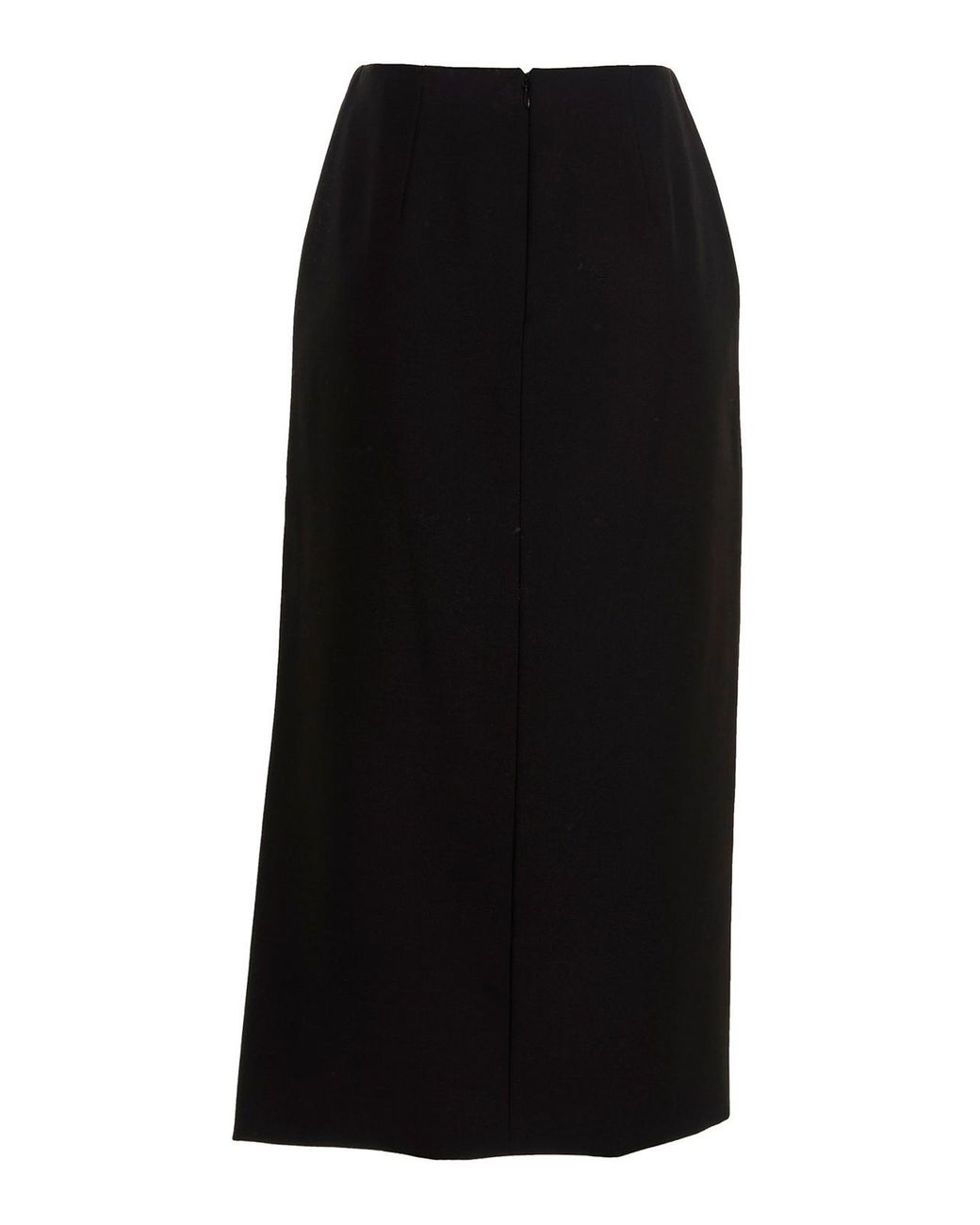 McQueen Black Wool Midi Skirt