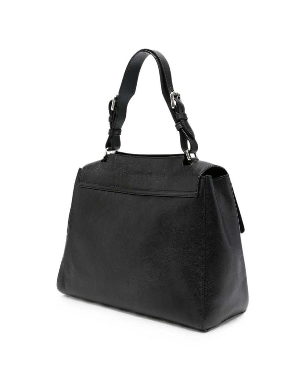 Orciani Black Sveva Lagoon Midi Leather Shoulder Bag