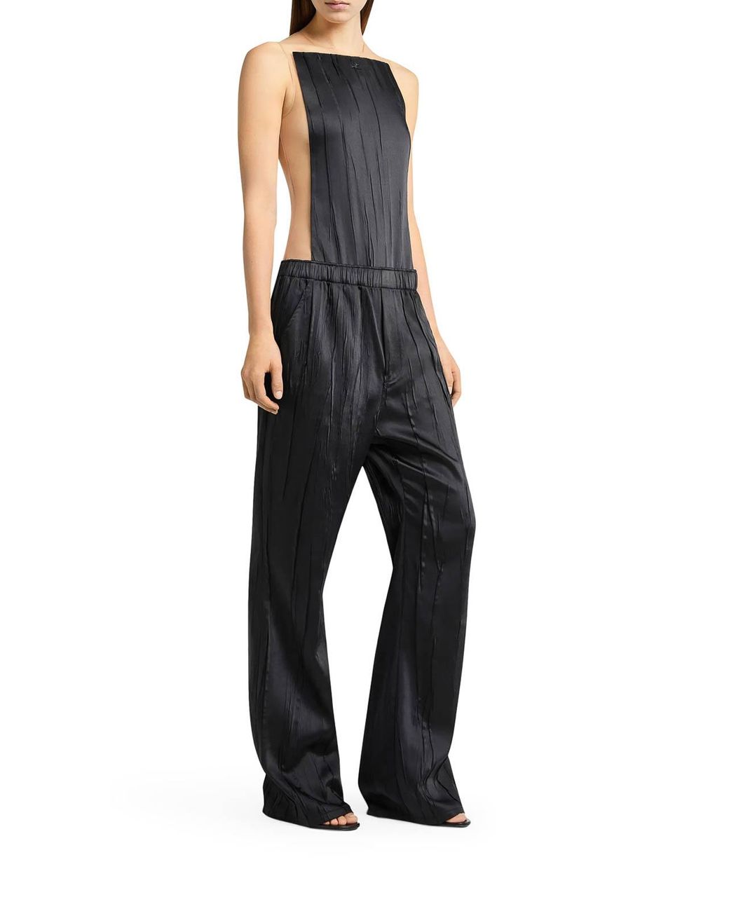 Courreges Blue Wide-Leg Crushed Satin Trousers