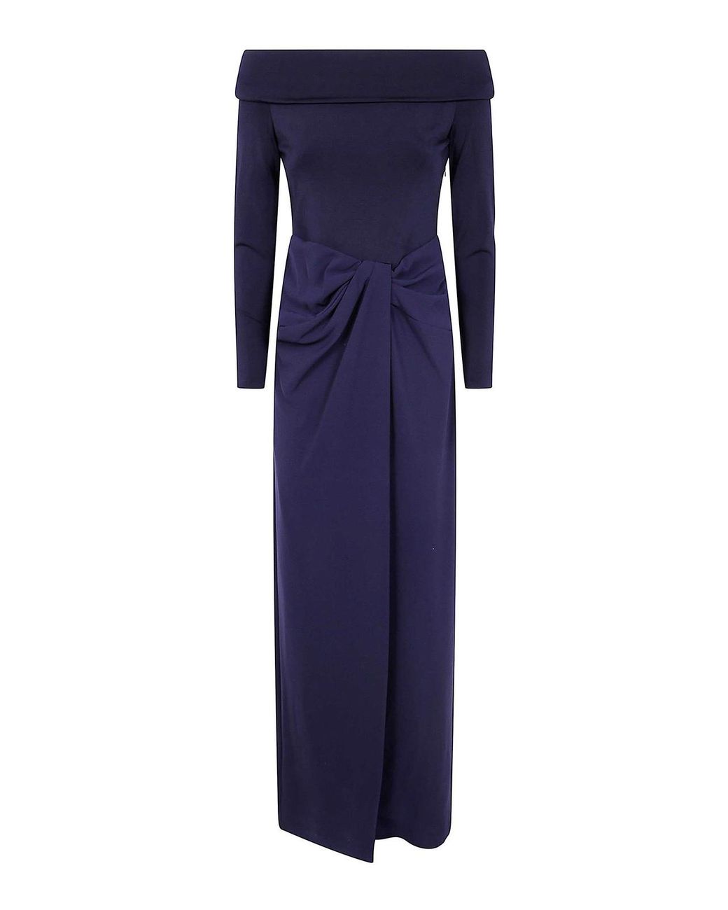 Ralph Lauren Blue "Sakaris" Long Sleeves Gown Long Dress