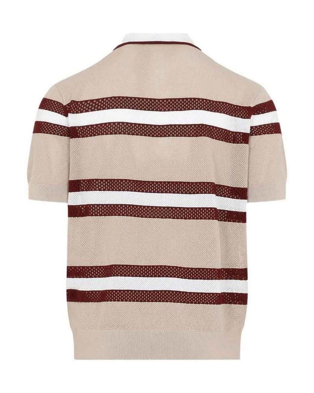 Dries Van Noten Gray Striped Mesh Polo Shirt for men