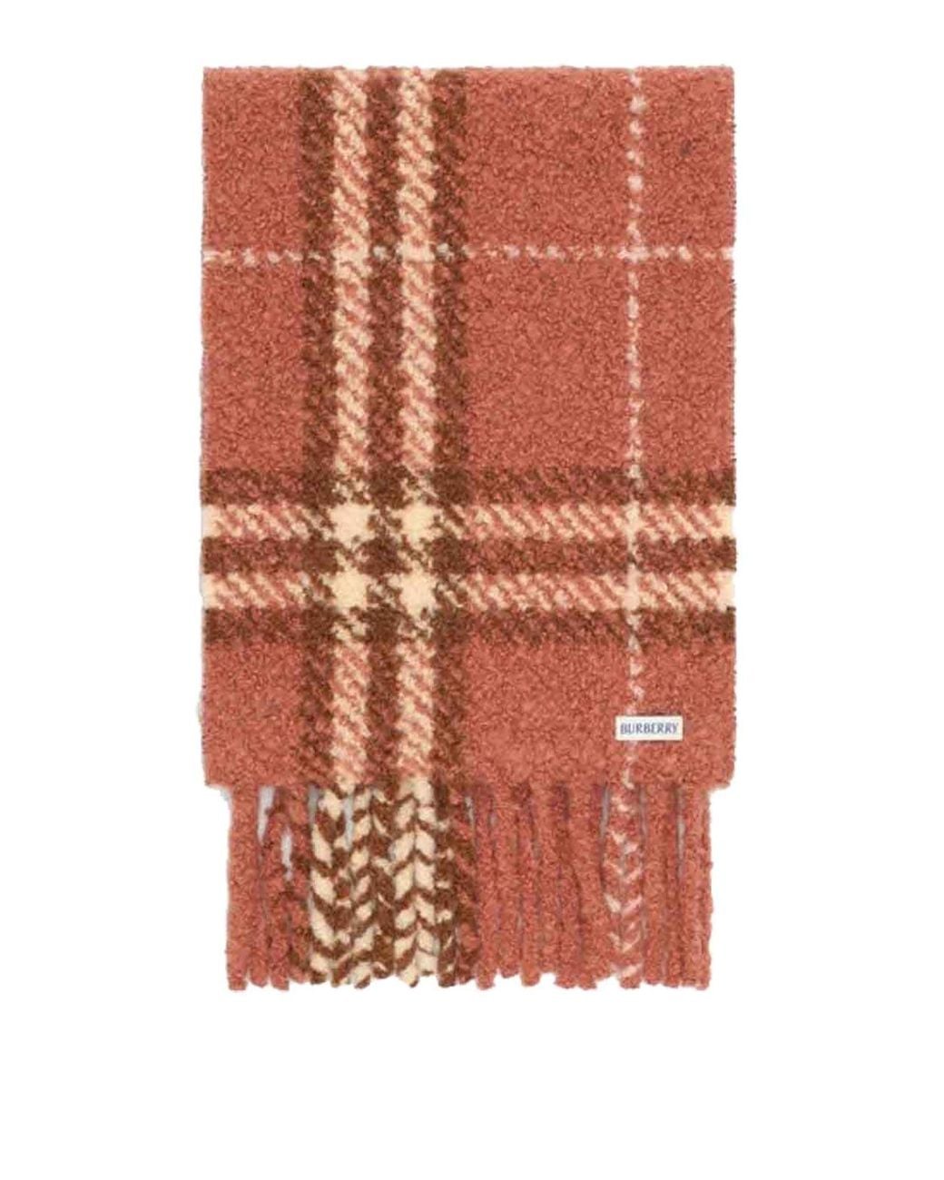 Burberry Orange Check Boucle Scarf
