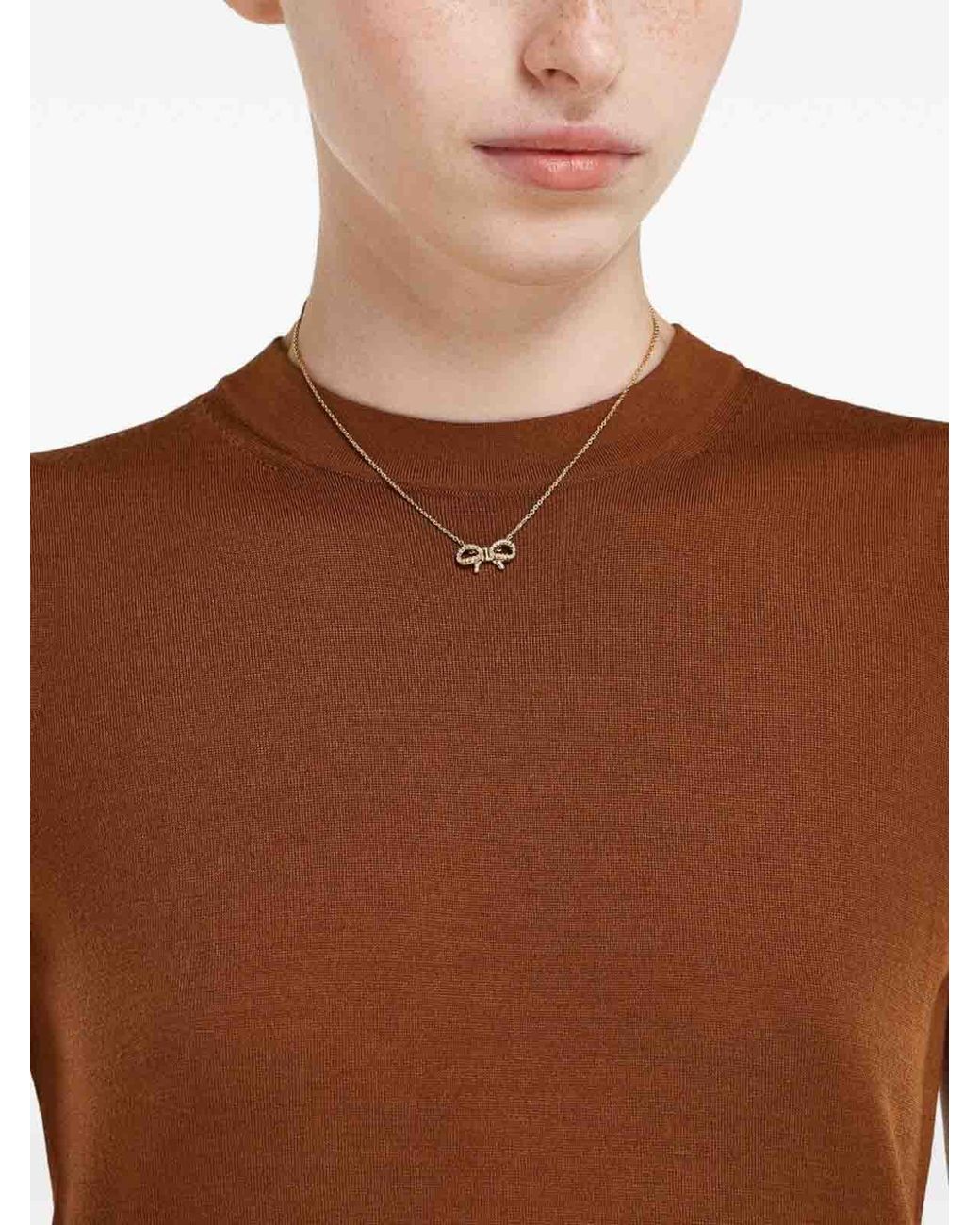 Ferragamo White Vara Bow Pendant Necklace