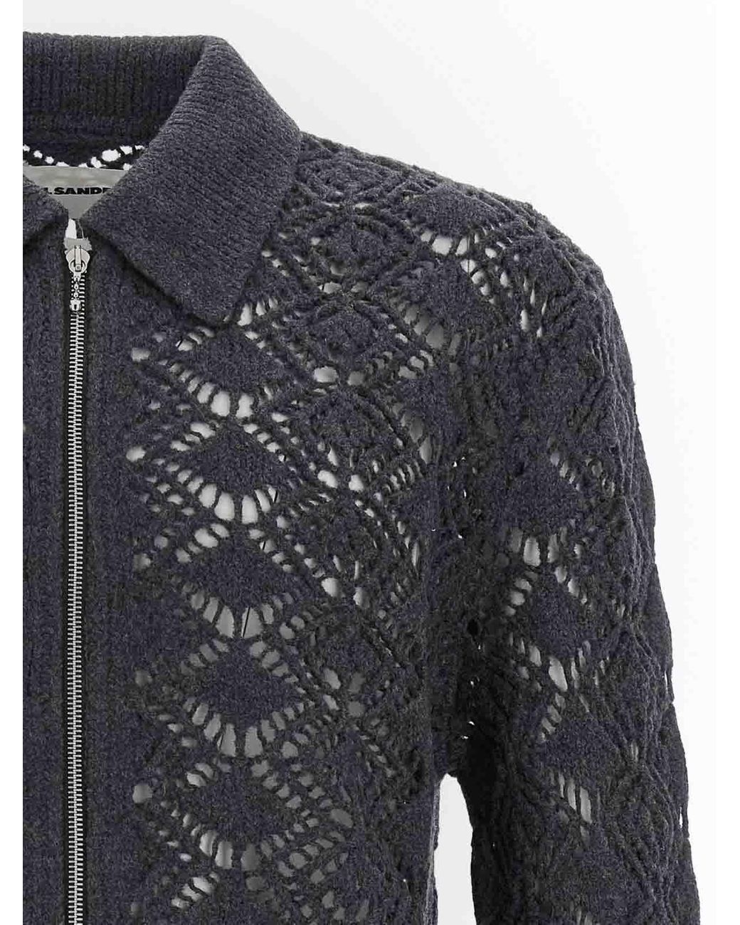 Jil Sander Blue Openwork Wool Cardigan for men