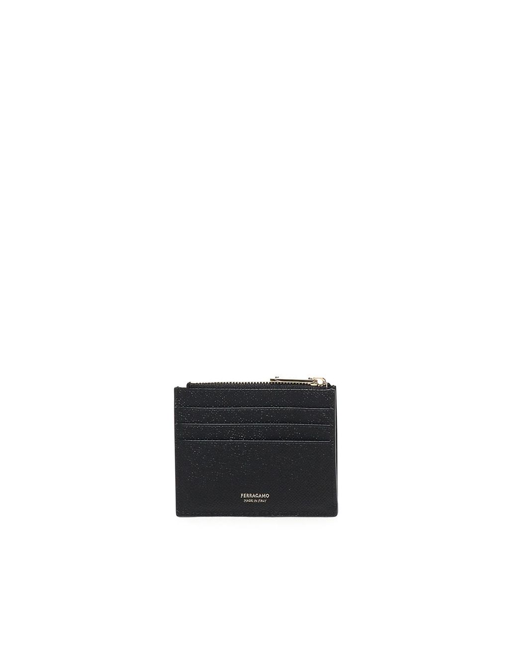Ferragamo Black Zippered Card Holder for men