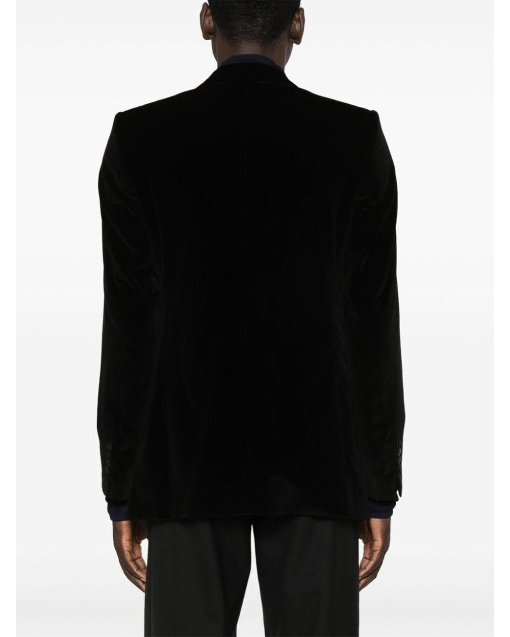 Dolce & Gabbana Black Velvet Peak Lapel Blazer for men