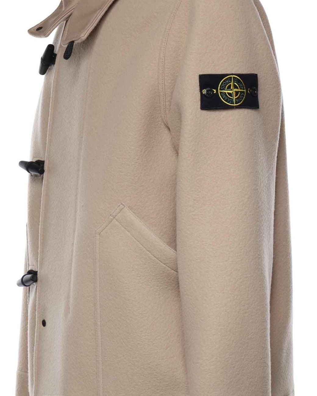 Stone Island Natural Cropped Wool And Cashmere Parka for men
