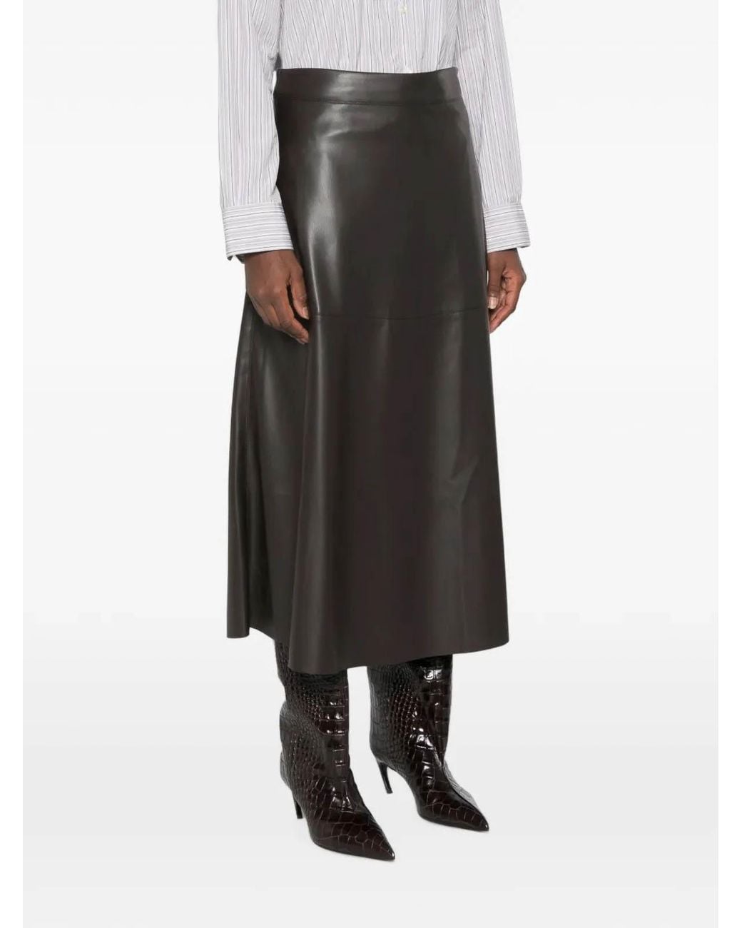 Alpha Studio Gray Faux Leather Skirt