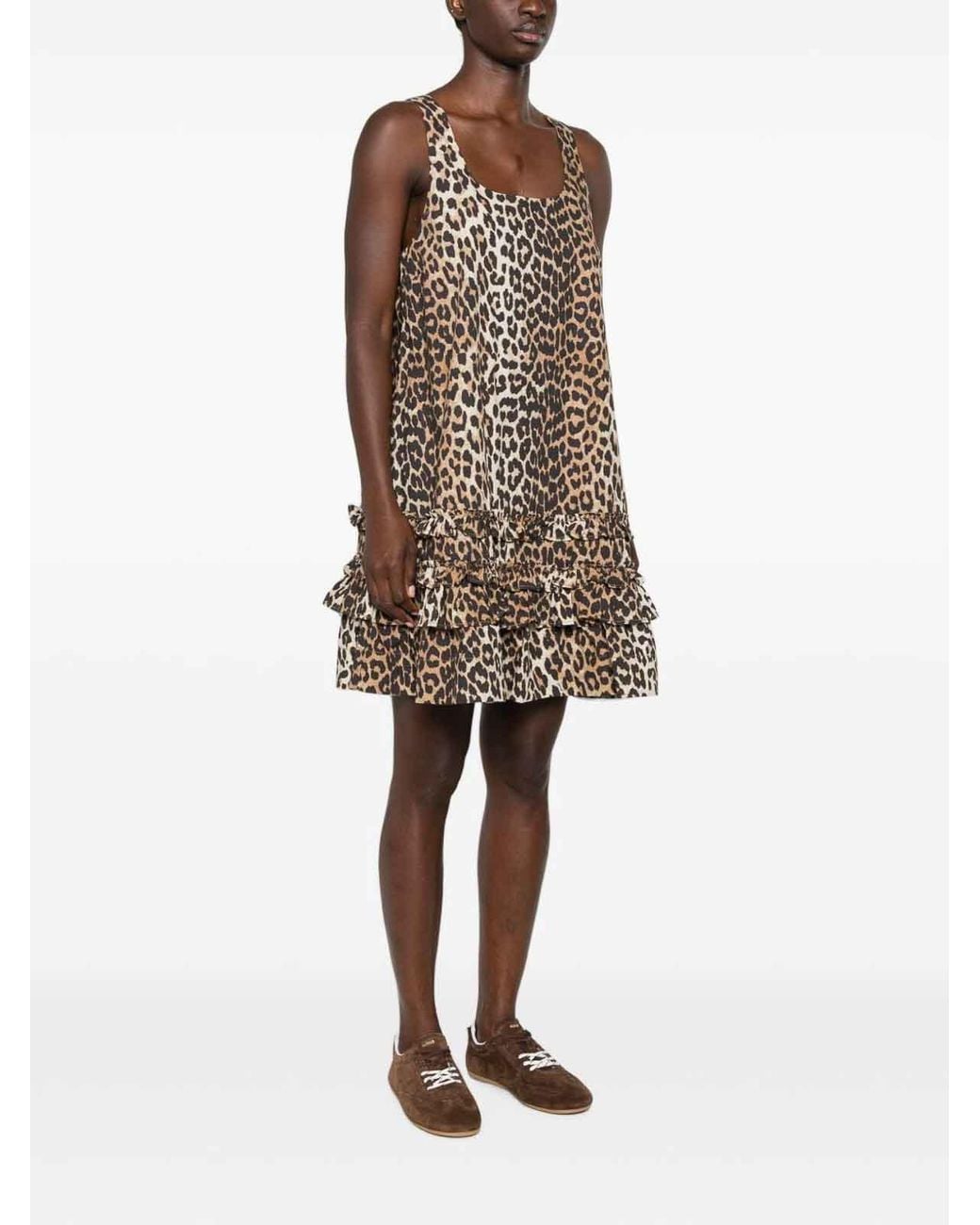 Ganni Brown Organic Cotton Mini Dress