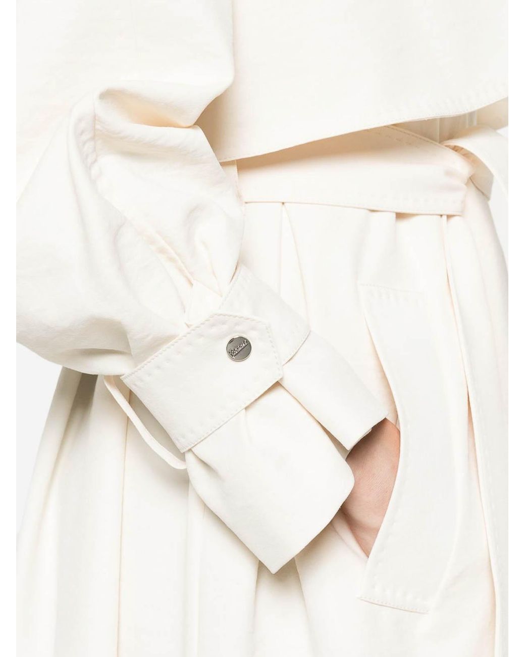 Herno White Ivory Knot Trench Coat