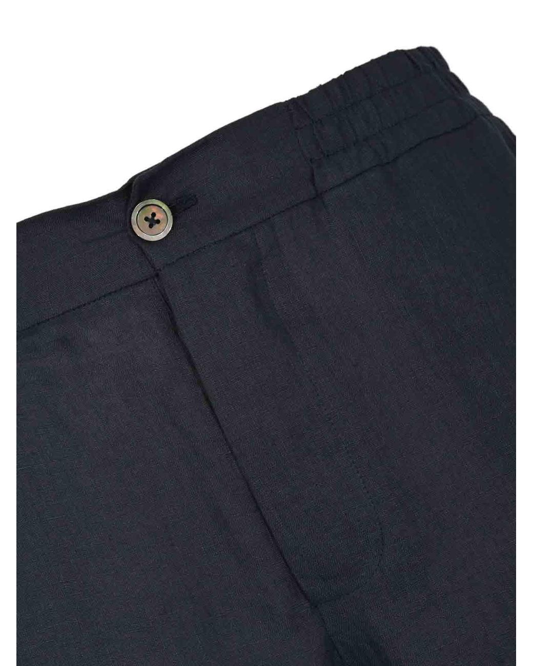 Alpha Studio Blue Linen Trousers for men